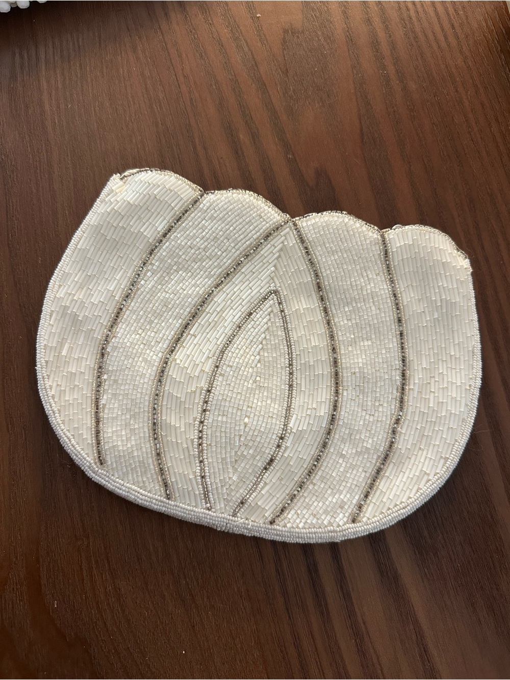 Vintage White Beaded Clutch with strap